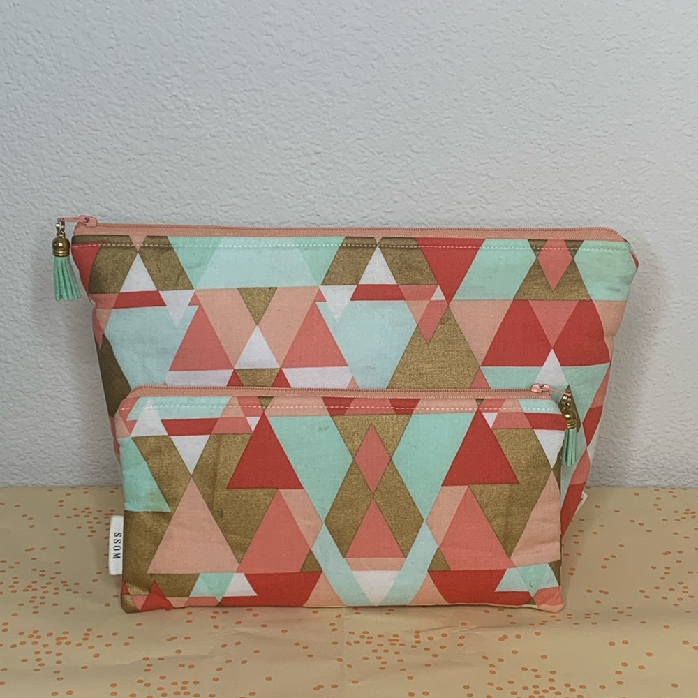 Two Handmade Zipper Pouches